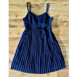 Modcloth Sleeveless Pleated Dress Large Navy